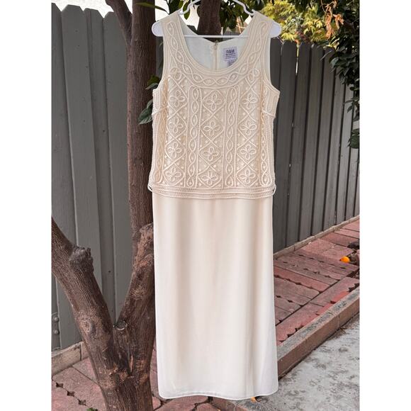 Vintage R&M Richards Karen Kwong 2 Pc Embroidered Chiffon Dress Set Size 10 - Picture 6 of 9